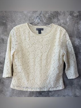 Kate Hill Cream Lace Floral Scoop-Neck Blouse (love 21)